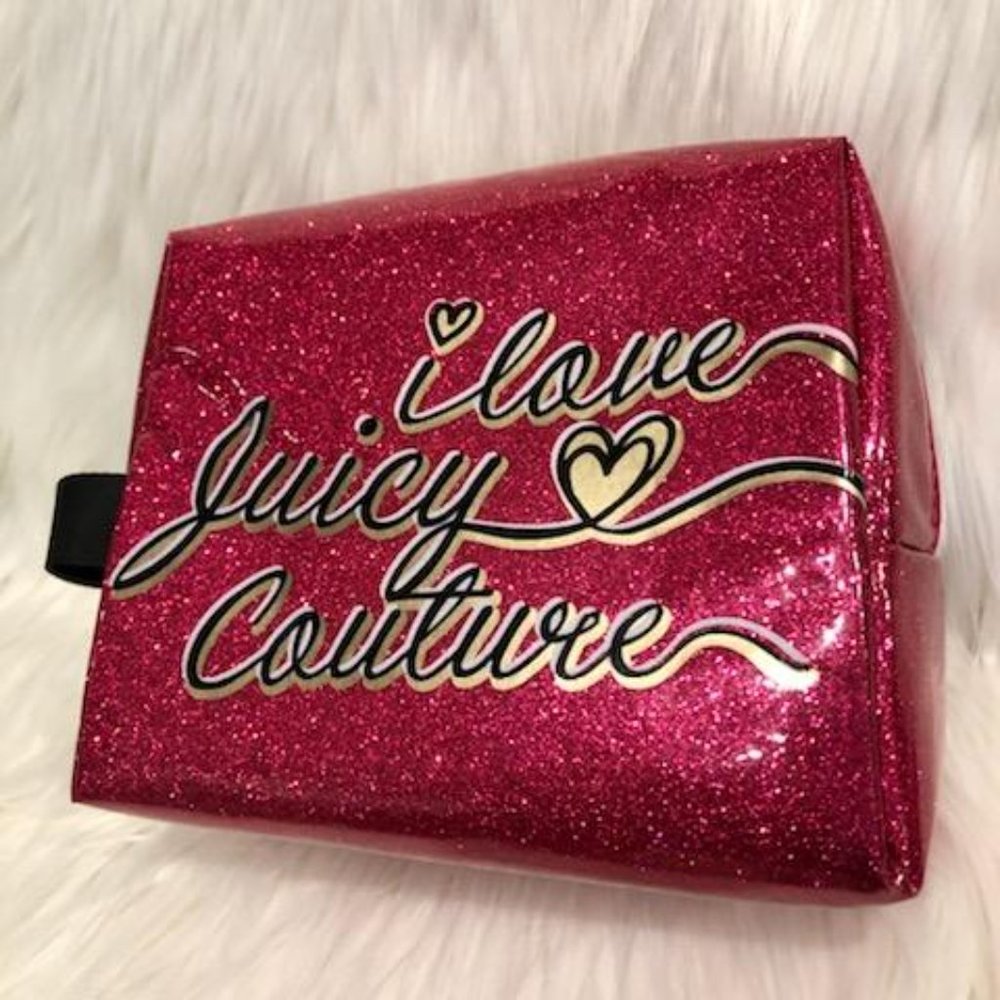 Juicy Couture Pink Glitter Cosmetic Bag